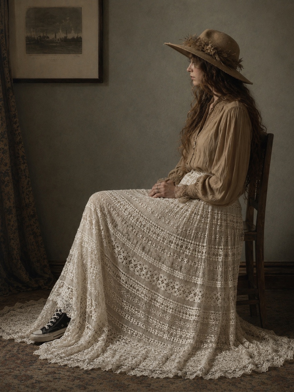 Wet Seal Ivory Lace Overlay Skirt Boho Romantic Stretch Waist L